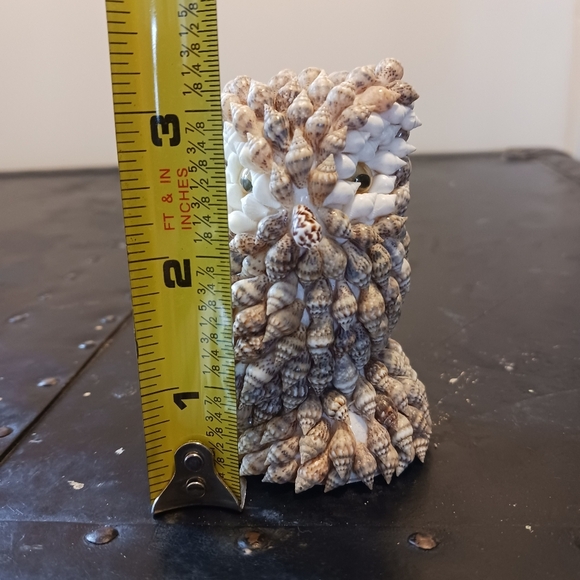Vintage Sea Shell Owl Figurine Folk Art Bird Statue Beach Decor Miniature - Picture 6 of 7